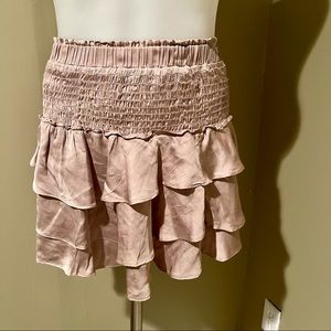 Ever Women’s Neutral Colored Ruffle Silk Mini Skirt SZ S